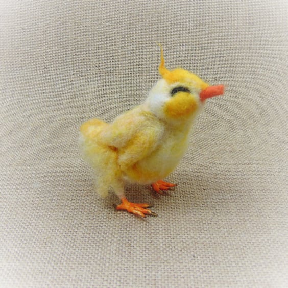 Cute Poseable Chick, Felt Baby Bird, Felted Easter Chick, Happy Little Chick