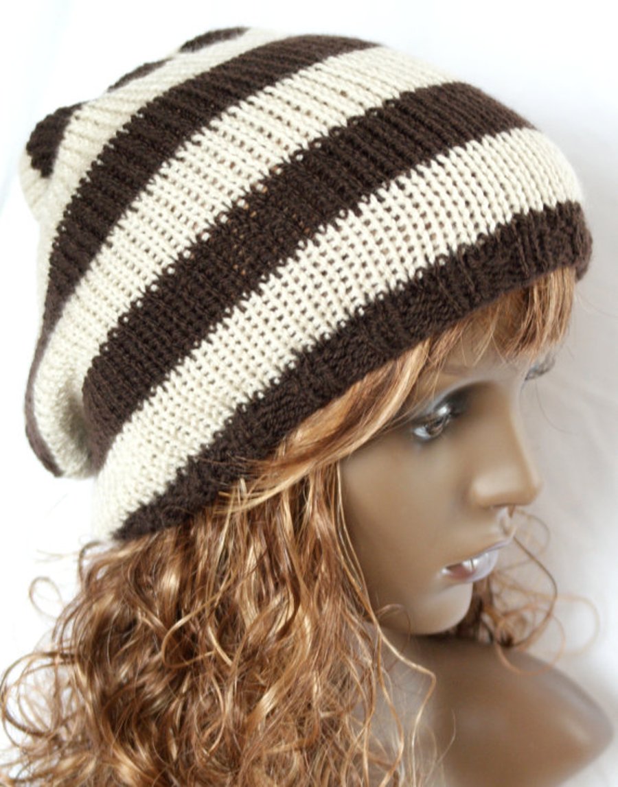 Hand Knitted, Slouchy Beanie, Tam, Dreads Hat