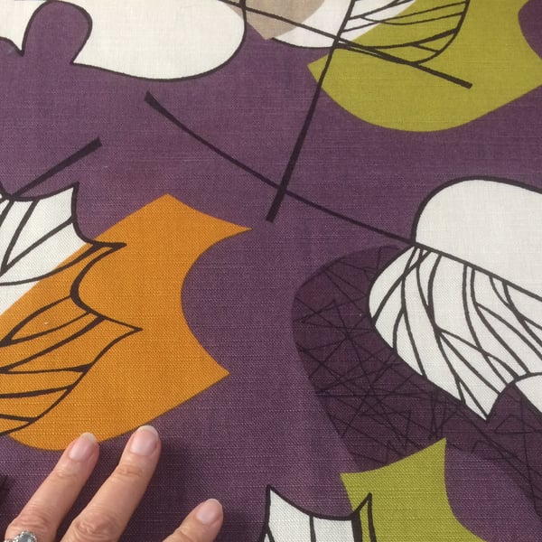 Modern Purple Leaf Retro Mid Century Style  Fabric Lampshade option
