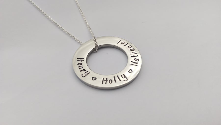 Mum Necklace hand stamped personalised childrens name necklace for Mummy Grandma