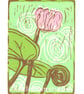 Cyclamen - Pink Cyclamen Flower - Linocut Print - Image 1