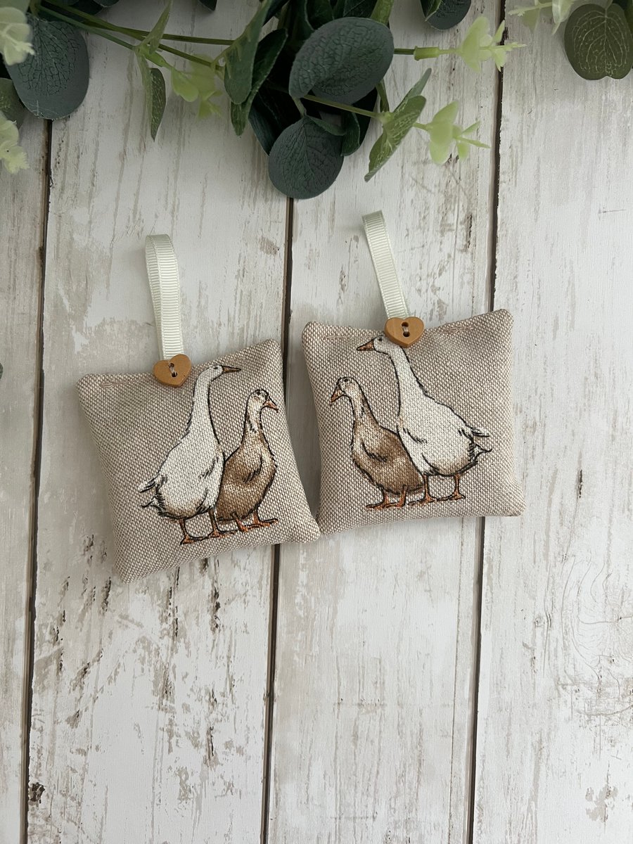 Lavender Sachets: Set of 2 in Duck Cotton Rich Linen Fabric, Sleep