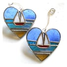 Sailboat Heart Handmade Stained Glass Suncatcher 