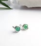 GREEN ONYX Stud Earrings Sterling Silver or 14K Gold Filled July Birthstone - Image 5