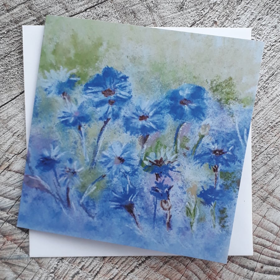 Set of 3 cornflower greeting cards  