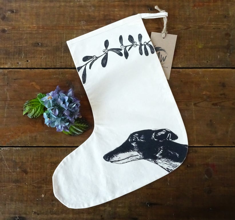 Sighthound Christmas Stocking - Greyhound, Lurcher, Whippet, Galgo