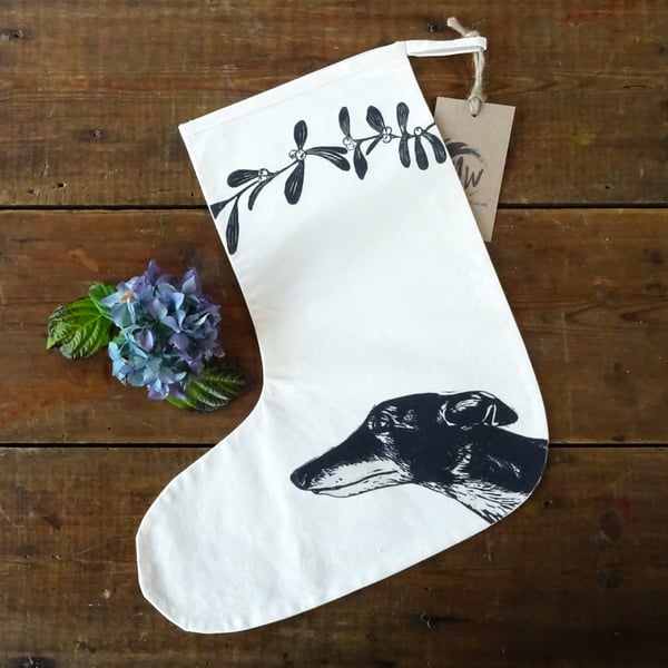 Sighthound Christmas Stocking - Greyhound, Lurcher, Whippet, Galgo