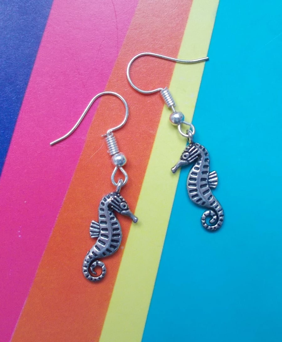 Tibetan Silver Pretty Sea Horse Earrings