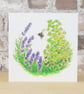 Floral Card Lavender Bee Blank Card - Image 1