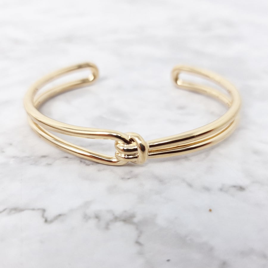 18ct Gold Vermeil Crossover Bangle, Wedding Gift, Eternity Bangle, Gold Bangle, 