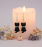 Black Cat Earrings, Polymer Clay Halloween Jewellery