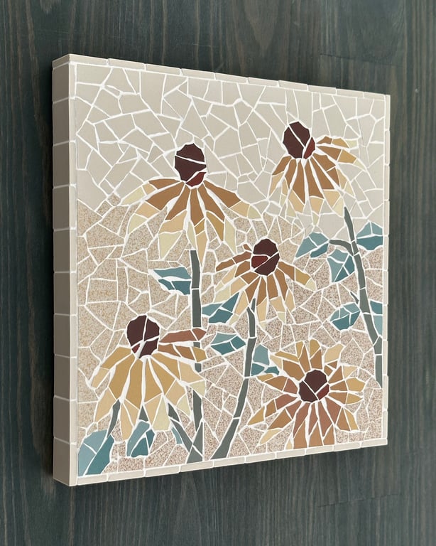 Summer Seconds - Original Floral Art - Rudbeckias in Burnt Orange Mosaic