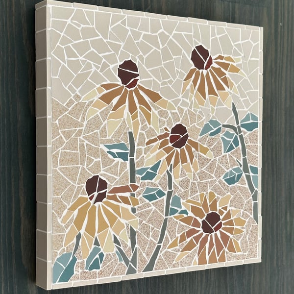Summer Seconds - Original Floral Art - Rudbeckias in Burnt Orange Mosaic