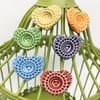 Set of six bright ceramic heart magnets pottery fridge magnet 