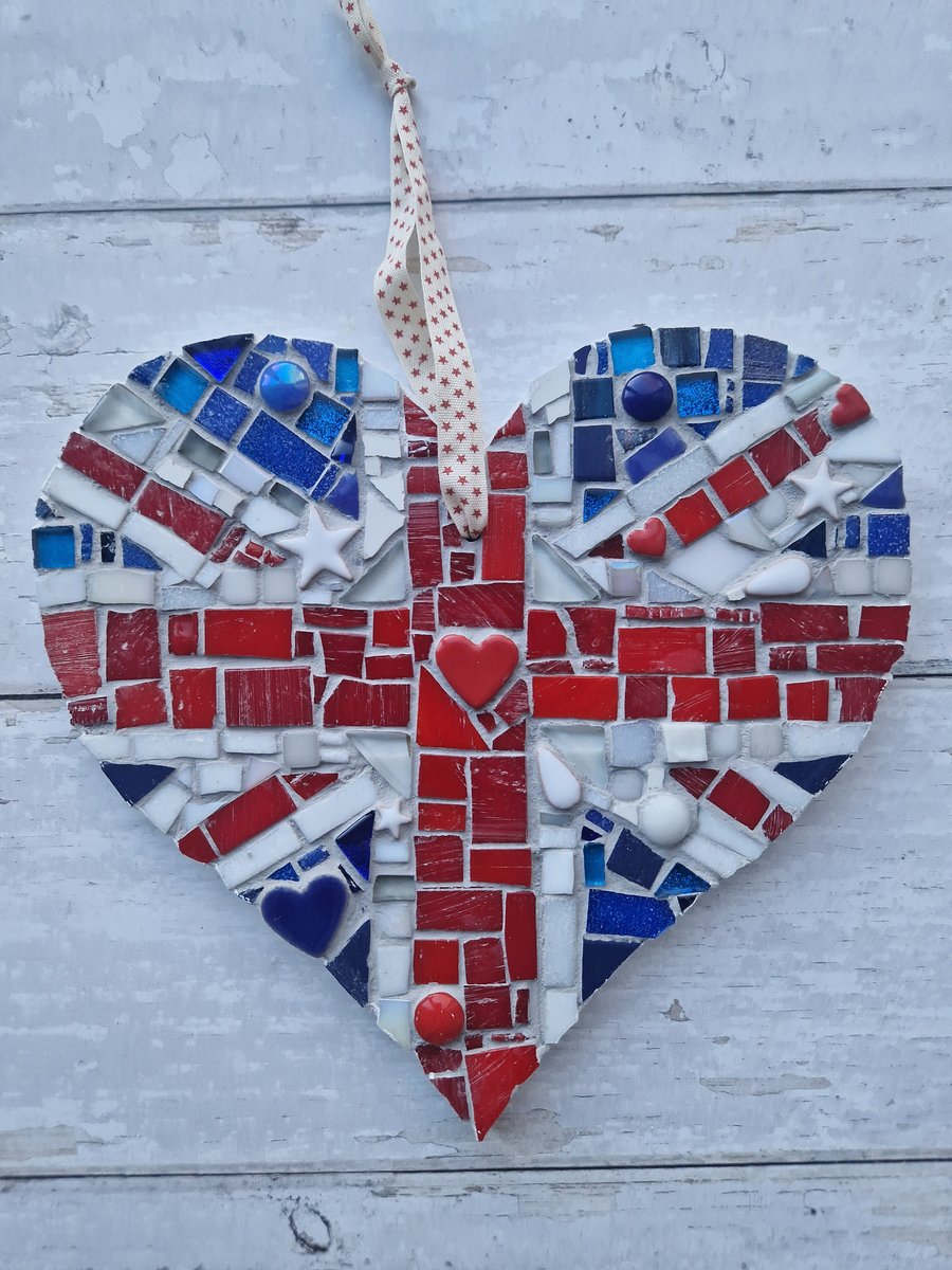 Union Jack Heart Mosaic Wall Hanging 