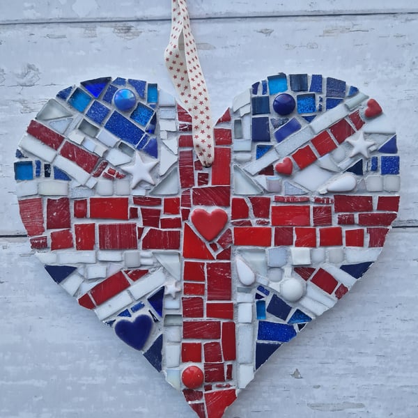 Union Jack Heart Mosaic Wall Hanging 