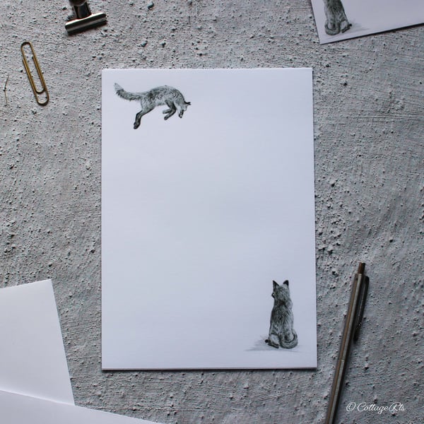 Fox Letter Writing Paper Hand Designed By Cotta... - Folksy