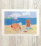 Children on beach giclee print - Image 1