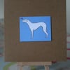 Whippet Dog On Blue Handmade Greetings Card