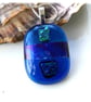 Dichroic Glass Pendant 275 Blue Handmade with silver plated chain - Image 6