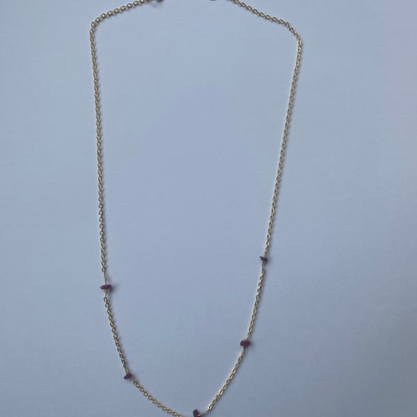 Aurielle – Delicate Ruby Gemstone designer handmade Necklace gold plated 