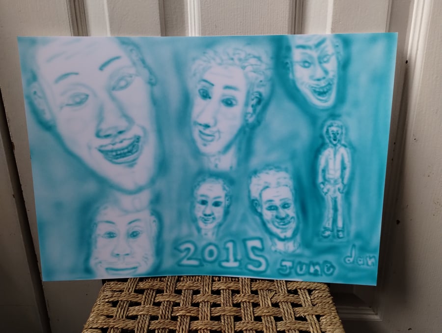 airbrushed faces on paper