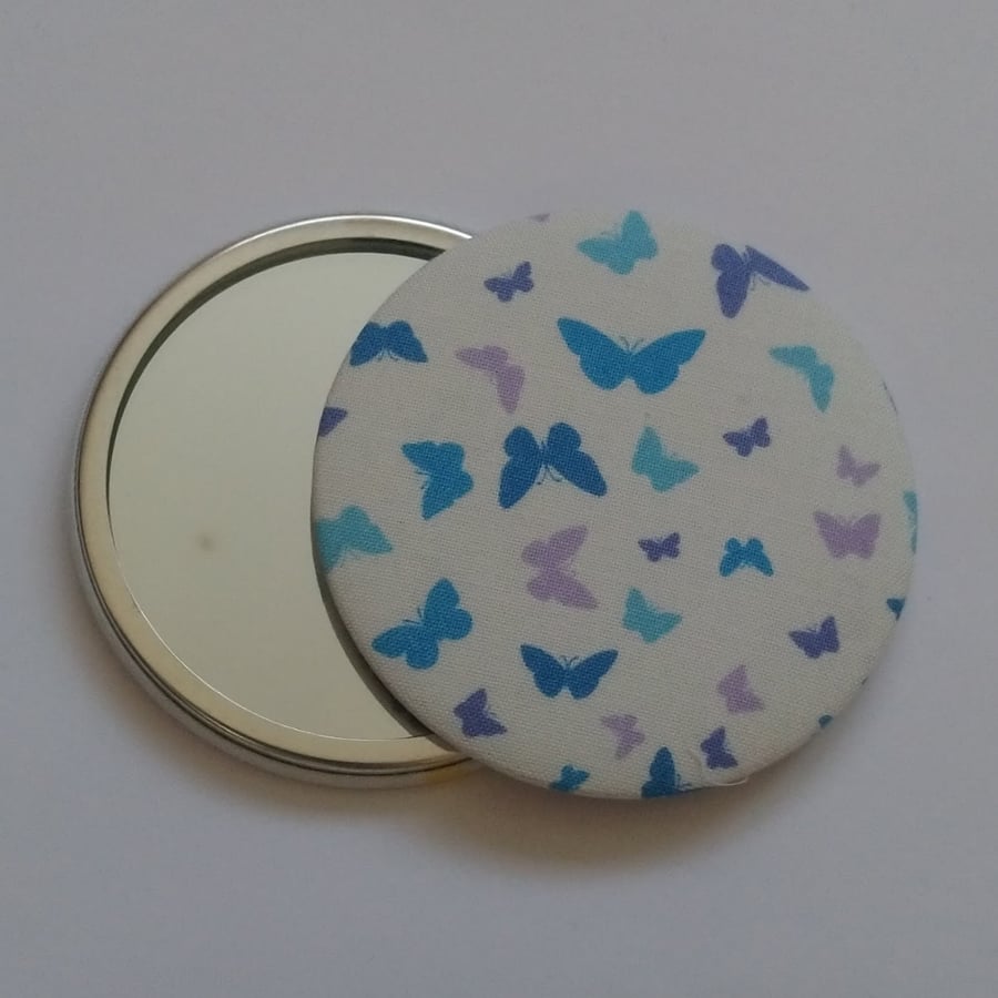 Butterfly Fabric Backed Pocket Mirror