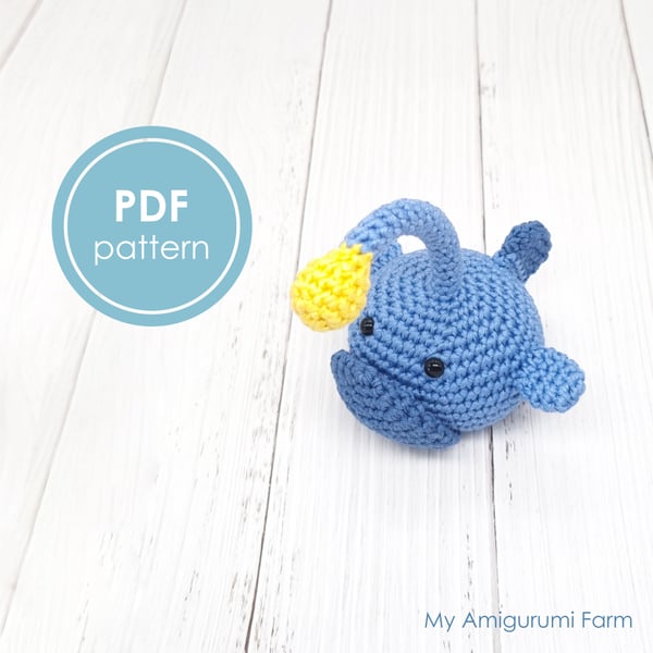 PATTERN: crochet small anglerfish pattern - amigurumi anglerfish pattern - fish