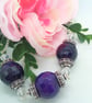 Large Purple Agate Bead and Clear Crystal with Bead Caps Jewellery Set, Gift Set - Image 2