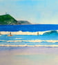 Original gouache painting Polzeath Beach, Cornwall 390 mm x 272 mm - Image 3