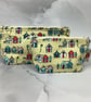 Beach huts makeup bag, Seaside zip bag, 2 size and colour options, Handmade - Image 3