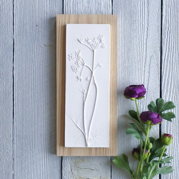 Cow Parsley No.3 Plaster Cast Wall Plaque, Limited Edition