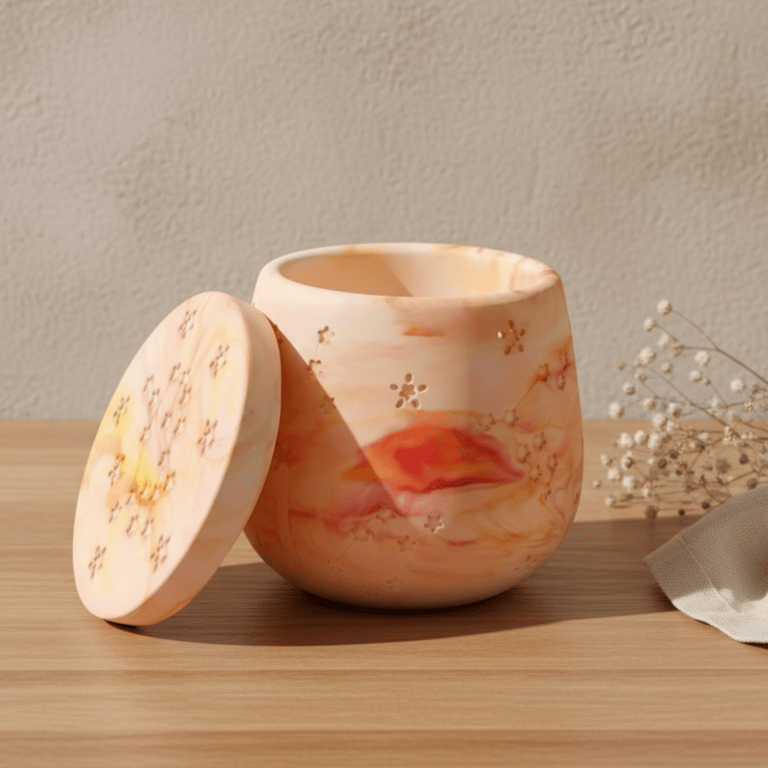 Peach Sunset Star Jewellery Box 8 cm Round Keepsake Pot