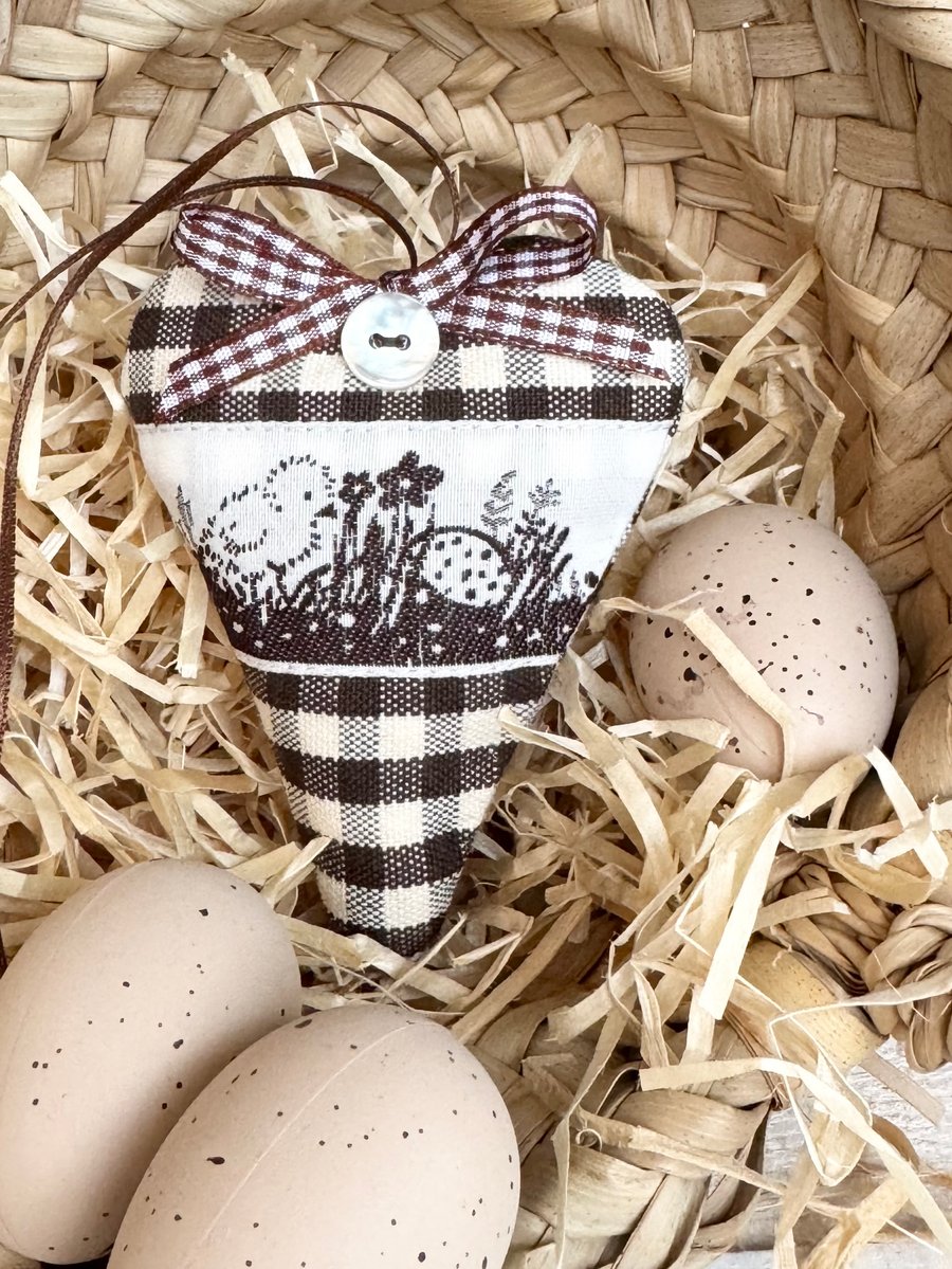 EASTER CHICK GINGHAM HEART - chocolate brown checks