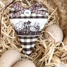 EASTER CHICK GINGHAM HEART - chocolate brown checks
