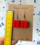 Upcycled Red 2x2 Lego Earrings - Silver Plate Tarnished - Super Seconds - Image 7