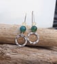 Hoops, Sterling silver dangle hoop earring, lemon jade and green moss agate hoop - Image 4