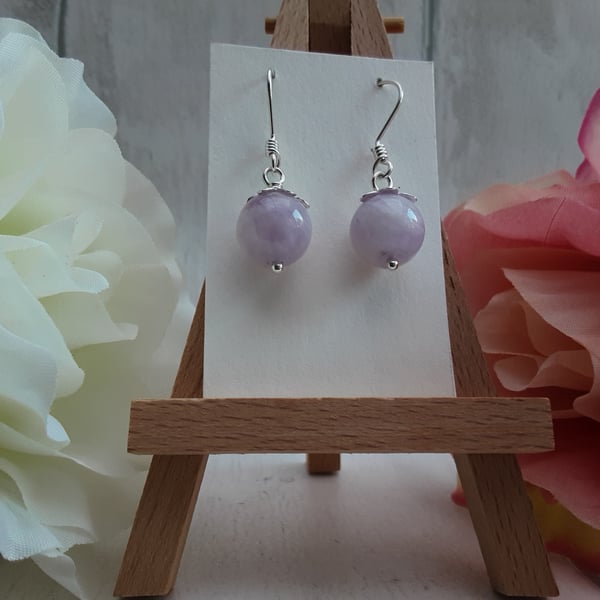 Lavender amethyst gemstone earrings crown chakra protection meditation