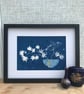 Kintsugi Botanical Cyanotype Art, Original Art, Japanese themed Artwork - Image 2