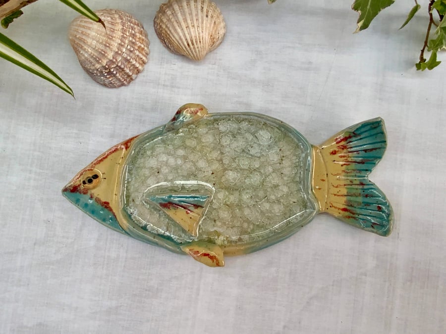 Handmade Decorative Fish With Crackled Glass