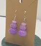 Stacked purple-lilac kunzite beaded dangle earrings, sterling silver hooks - Image 2