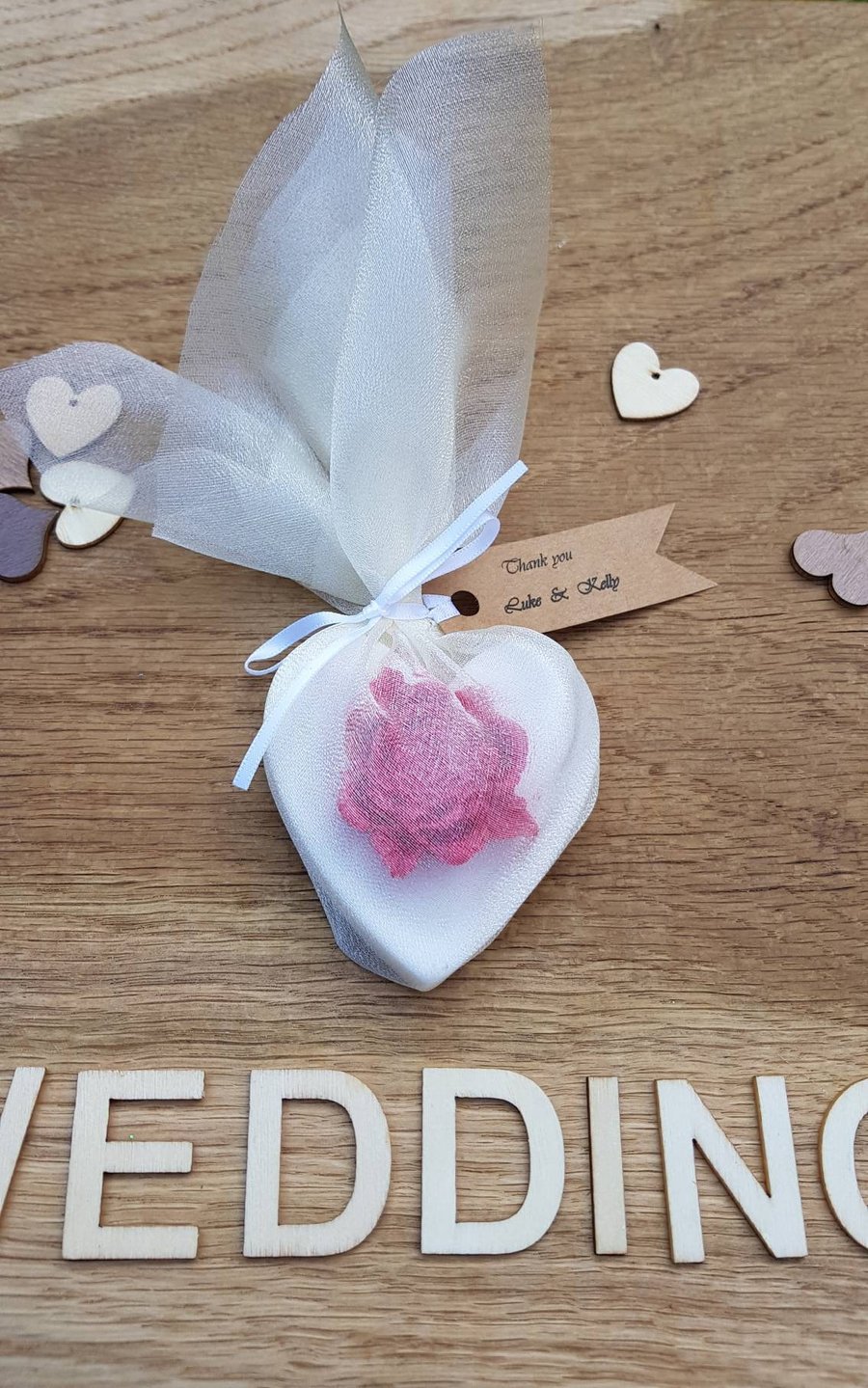 Large soap heart with flower