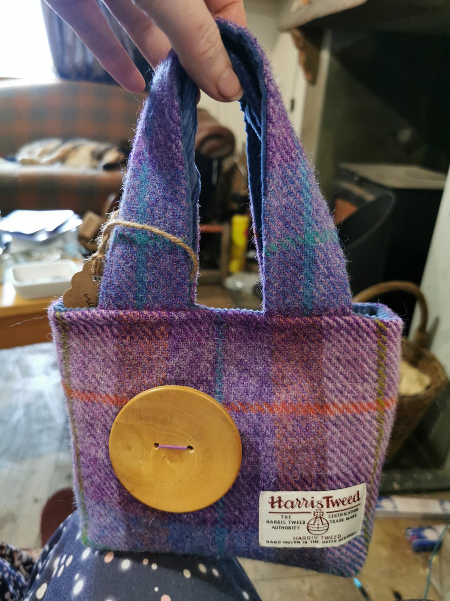 Harris Tweed Little Lady Bag with hand turned button