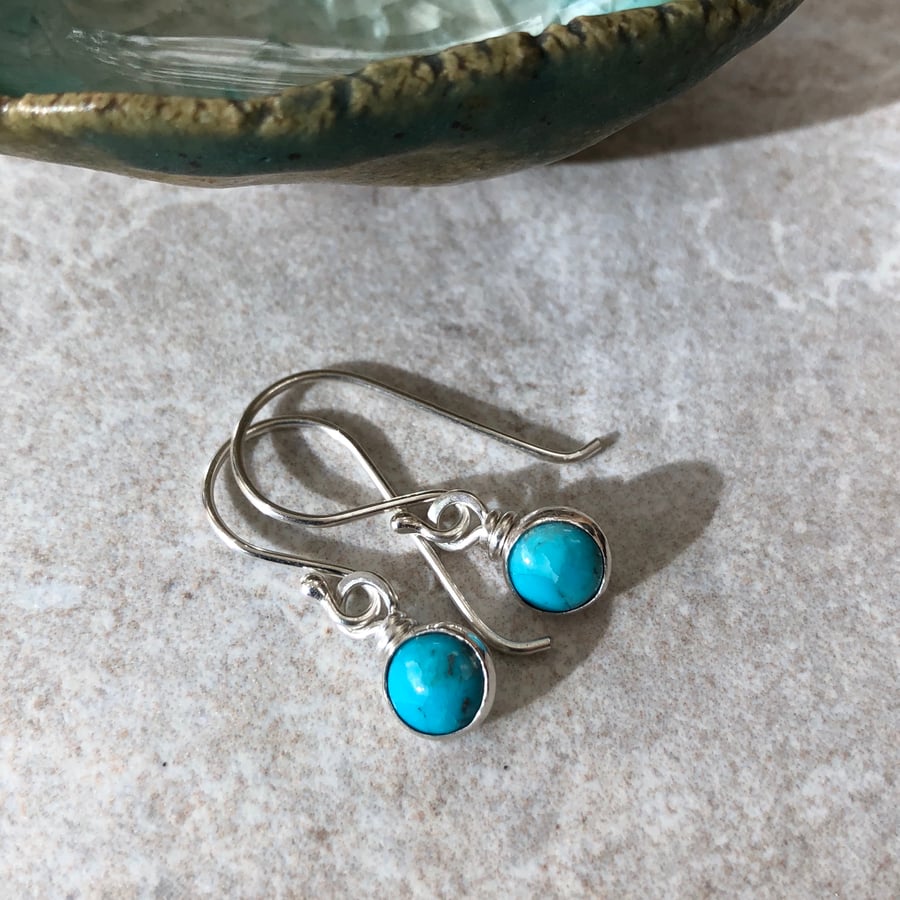 Turquoise Dangle Earrings, December birthstone