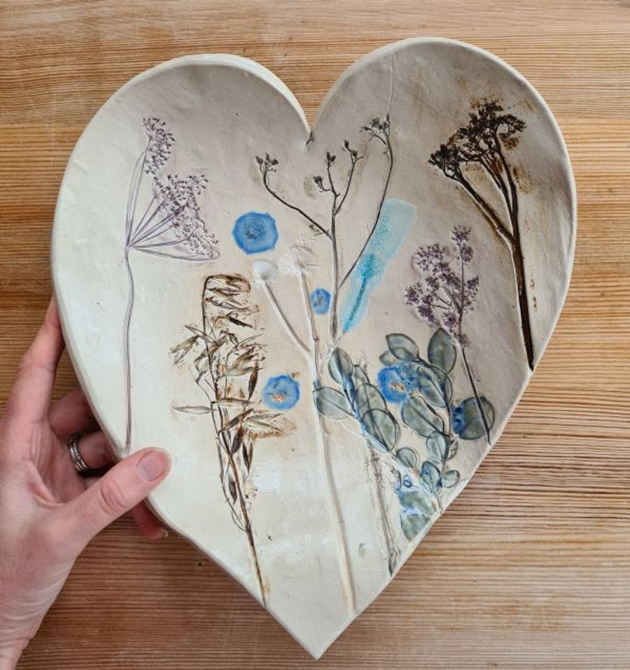 Large Botanical Ceramic Heart Bowl