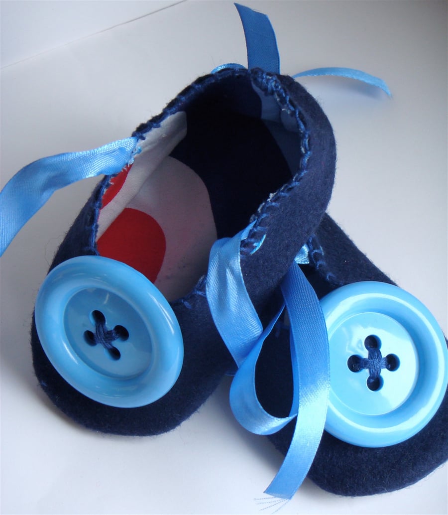 Big Button Blue Target Baby Booties-Shoes