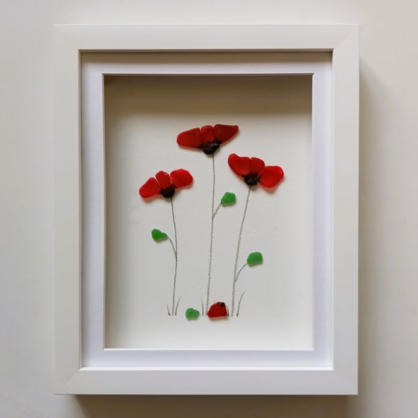 Sea Glass Poppies, Floral Wall Decor, Gifts for Her