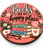 Book lover coaster 'Books are my happy place' cosy reading coaster - Image 4