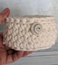 Crochet container, storage pot, bathroom decor, recycled, ceramic button - Image 2