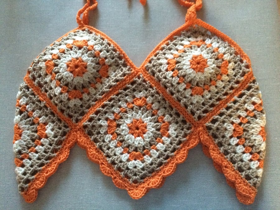 Pretty Boho Retro Crocheted Cropped Top